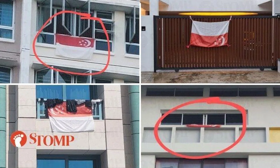 Stompers shared photos of flags not displayed properly for National Day.