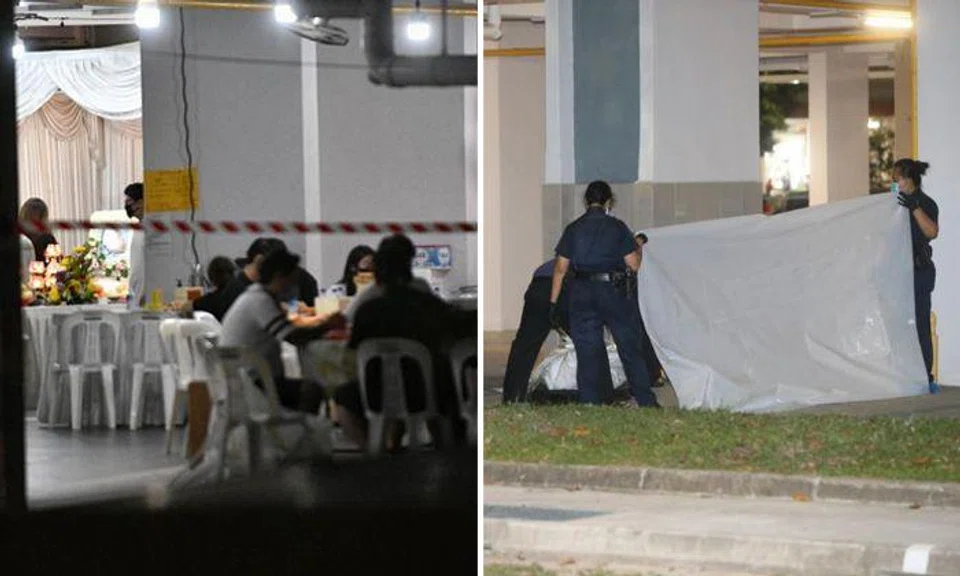Left: Family and friends paying their respects at the wake, on Oct 30, 2020. Photos: The Straits Times, Lianhe Zaobao