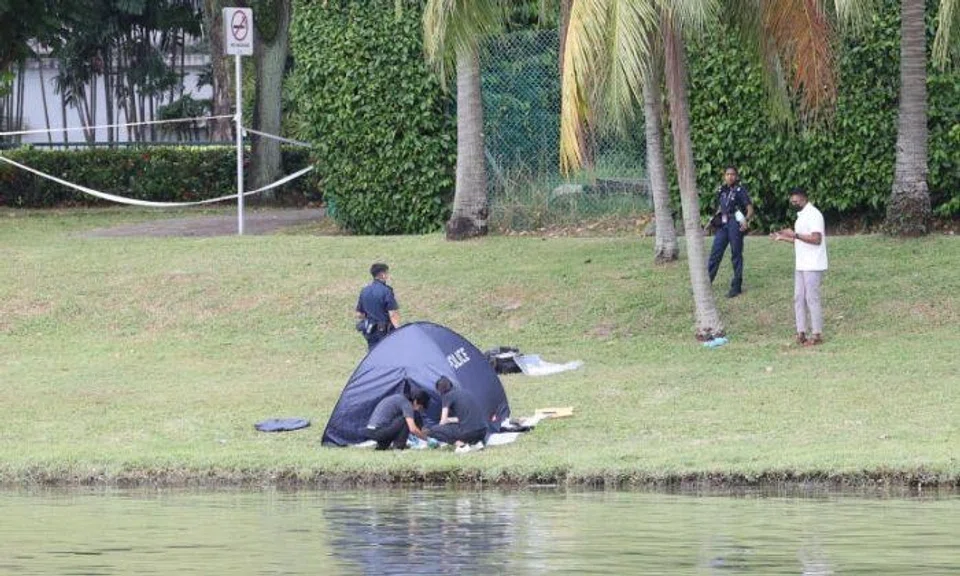 A woman’s body was found floating in the waters off Kallang Riverside Park on March 30. Photo: Shin Min Daily News