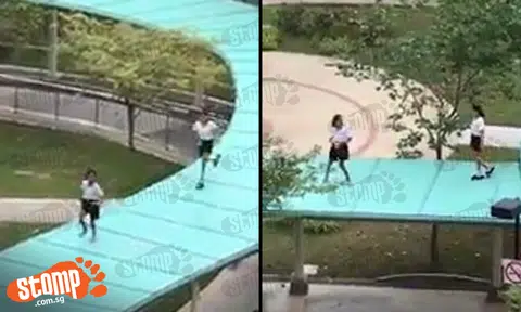 Students stare death in the face by running on roof of Sengkang walkway