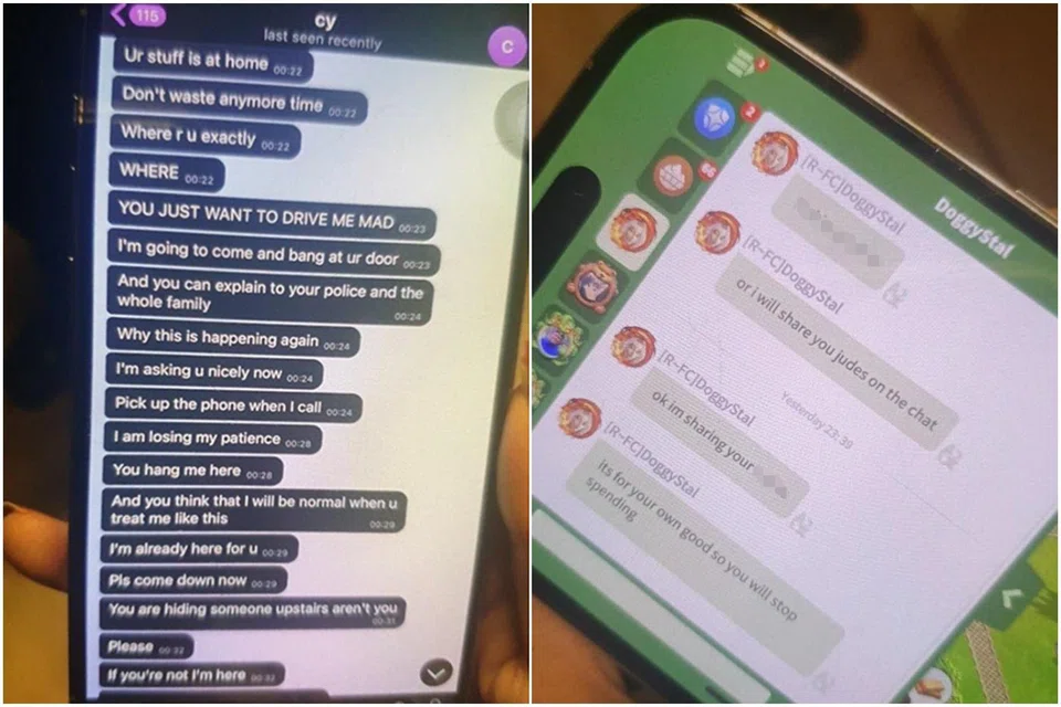 Chua messaged and called Zhang multiple times on Telegram. When he did not get a response, he messaged her through a mobile game, threatening to share intimate photos of her.  PHOTOS: COURT DOCUMENTS