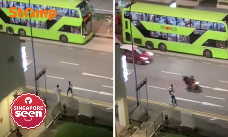 The woman made a dash for the main road, following a fight involving two men, claimed Stomper D.