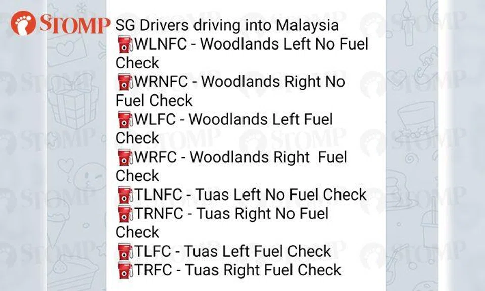 Telegram group shares how to avoid fuel checks at Tuas and Woodlands Checkpoints
