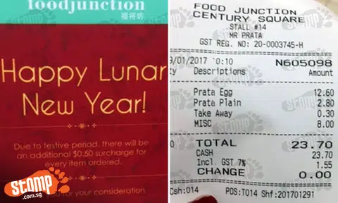 Anyhow ask people to pay $1 surcharge, still can say 'Happy New Year'?