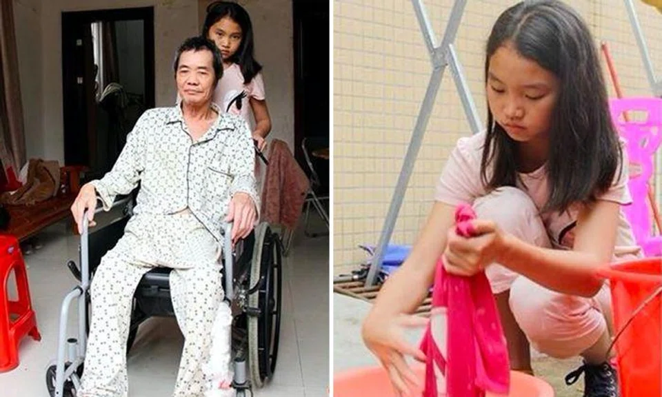 Abandoned girl rejects biological parents to care for paralysed adoptive dad in China