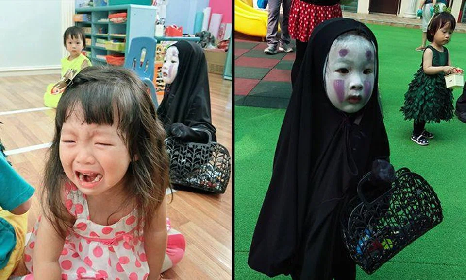 Kid wins Halloween (and scares all her friends) with this no-face costume from Spirited Away