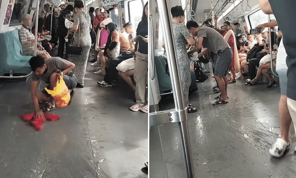 Man praised for helping to clean up spill on MRT, ‘obviously not from Singapore’
