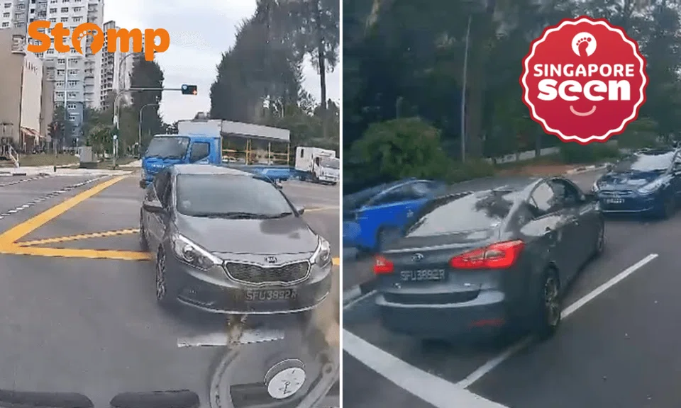 Kia turns into wrong lane and goes against traffic at Jurong junction, police looking into matter
