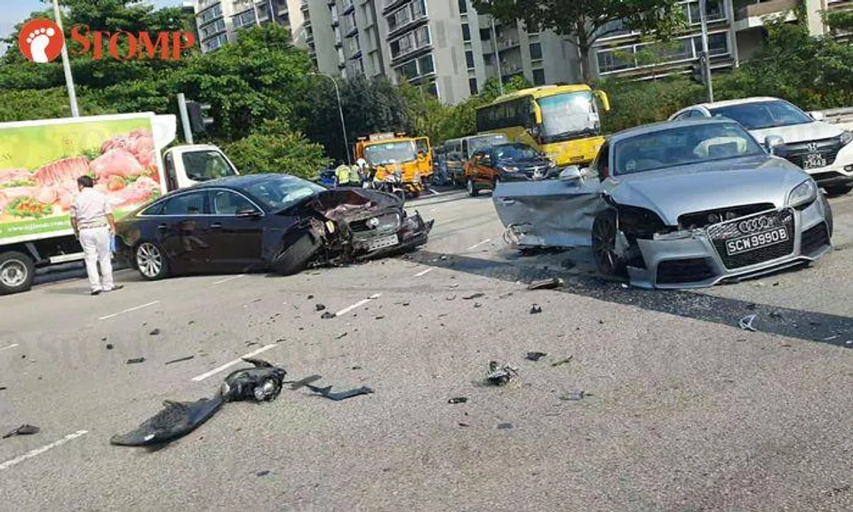 Driver taken to hospital after 2-car accident in Tampines