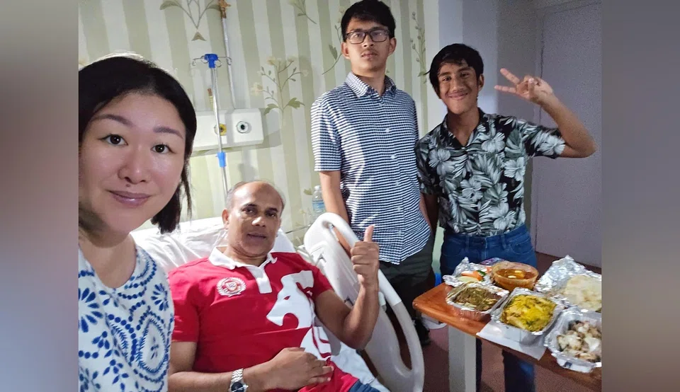 Mr Sam Roberts (second from left) slipped and injured his left leg while descending from Annapurna Base Camp. 