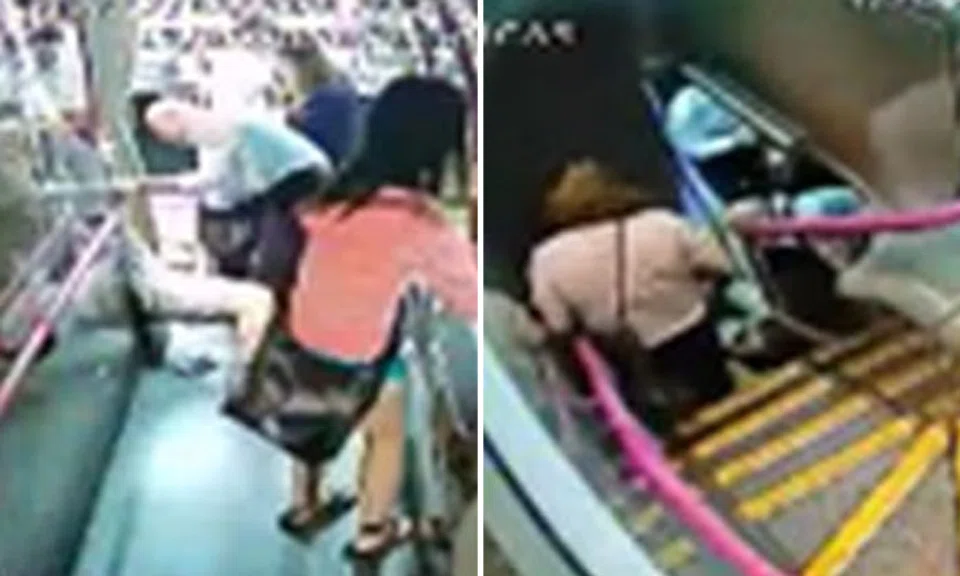 Video footage from the bus showed that the woman fell as the vehicle moved off from the bus stop.PHOTO: COURT DOCUMENTS