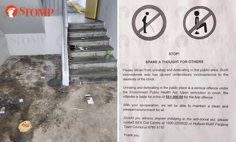Senja Road resident irked by littering nuisance at staircase landing despite notice, CCTV camera