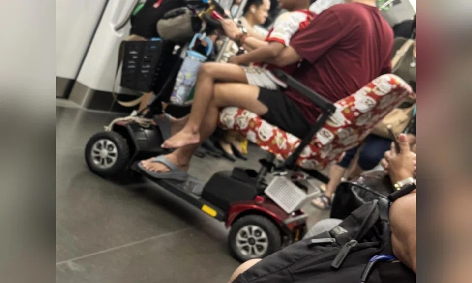 Man and child on 'huge' PMA take up 'half the cabin' on MRT