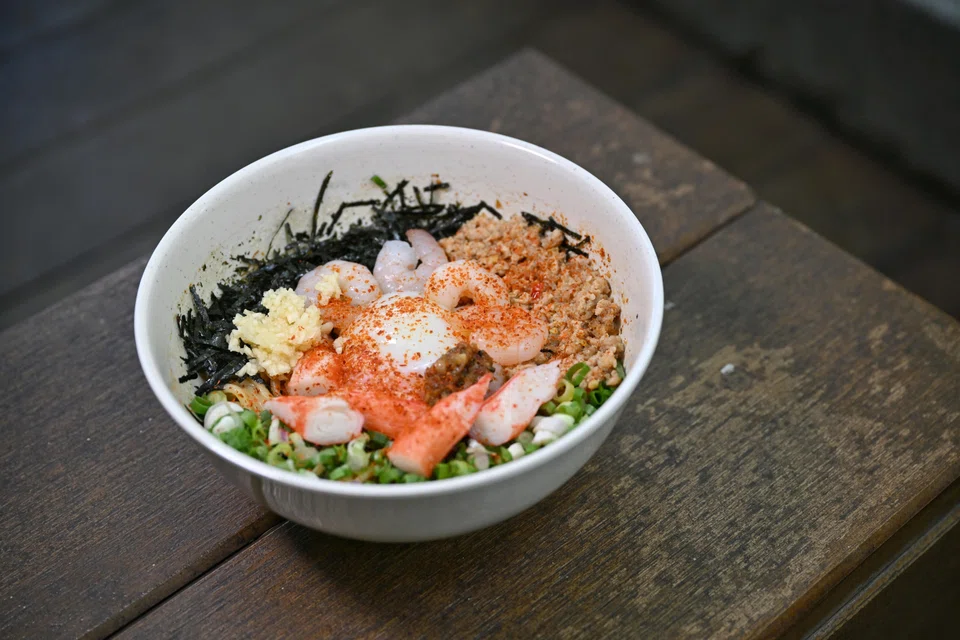 Spicy Seafood Mazesoba at Menya Horikawa at Woodleigh Village Hawker Centre.