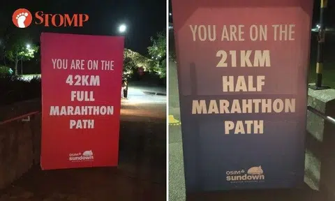 Sharing photos of the signs with the mistake, Stomper Martin said they were taken at the Marina Barrage.