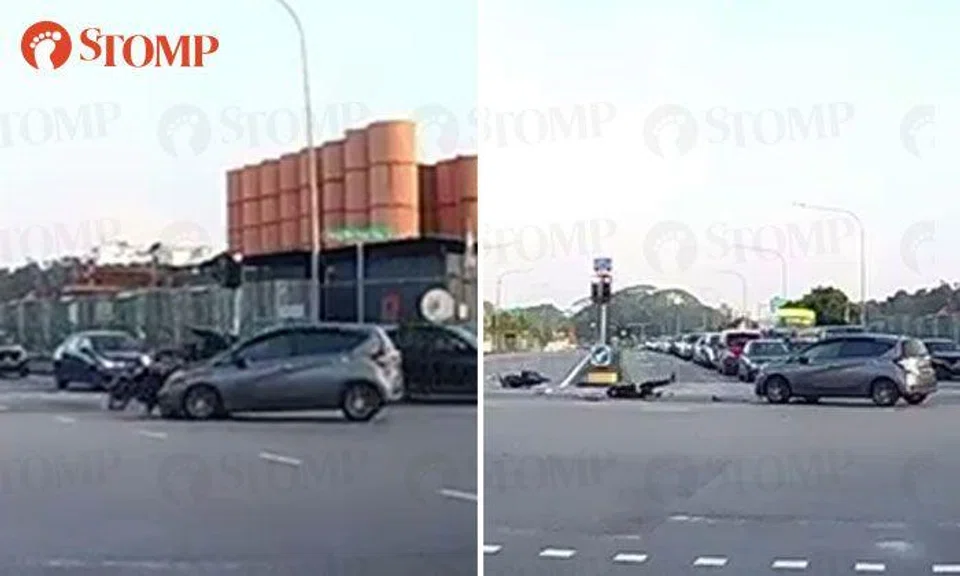 Rider taken to hospital after car collides with motorcycle at Ang Mo Kio junction