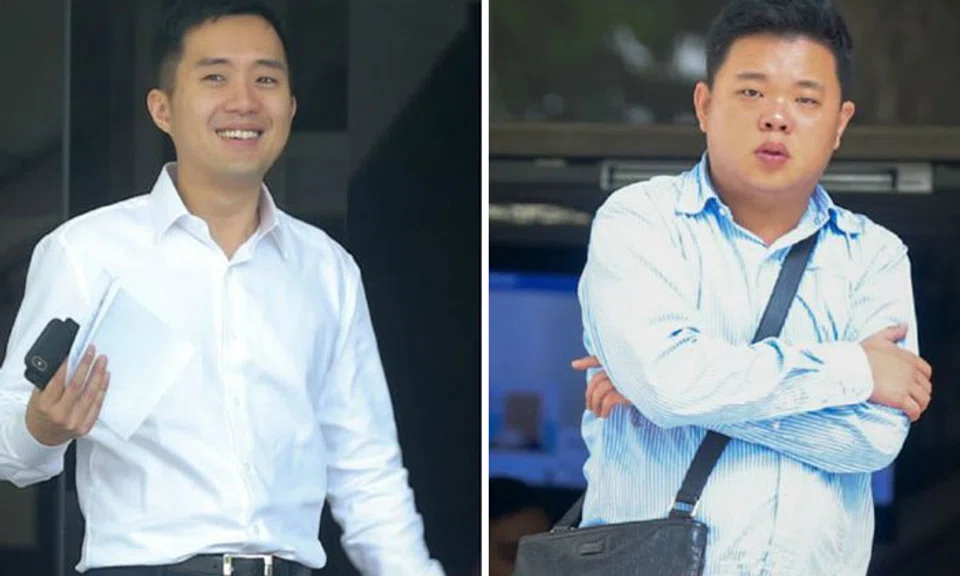 The prosecution is seeking to fine Terence Tan En Wei (left) and Yao Songliang with a $20,000 fine for each of the four charges, or a total of $80,000 each.ST PHOTO: ONG WEE JIN