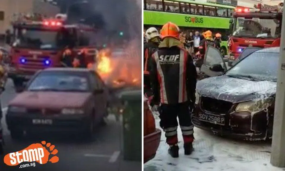 Car becomes 'chao ta' after catching fire at MacPherson Rd