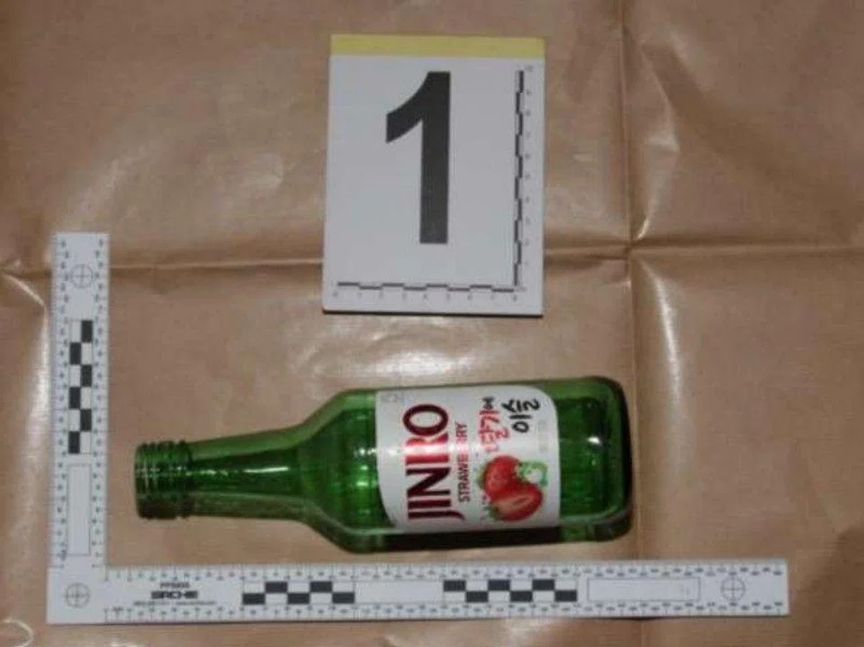 Jinro strawberry soju bottle.