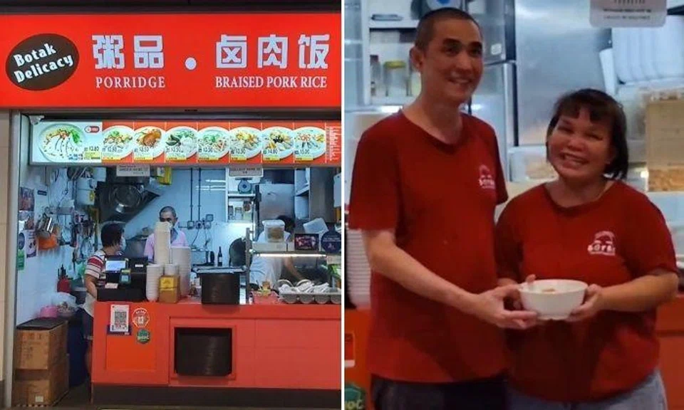 Over a decade ago, Mr Ngoh Jook Guan sold mixed vegetable rice, and Ms Ivy Lim sold porridge, both at the Golden Mile Hawker Centre.
