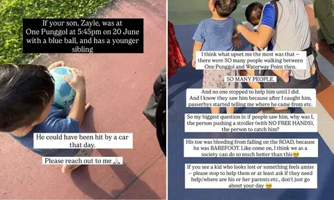 lost child near waterway point barefoot and bleeding