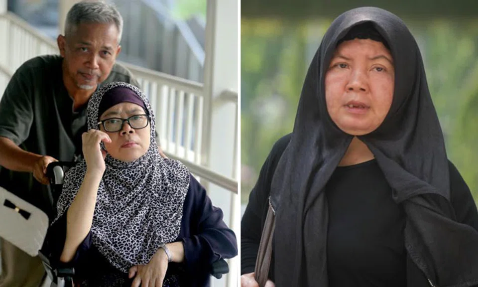Zariah Mohd Ali was sentenced to 11 years' jail while her husband Mohamad Dahlan was sentenced to 15 months' jail for his role in the abuse. Indonesian domestic worker Khanifah (right) suffered permanent disfiguration after the abuse. PHOTOS: ST FILE, KUA CHEE SIONG