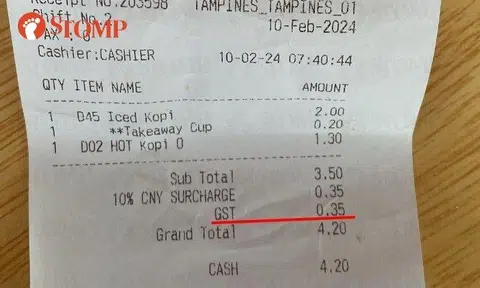 "I was charged 10 per cent GST instead of 9 per cent at Srisun Express Tampines," said the Stomper, who shared a Feb 10, 2024, receipt from the Indian restaurant that apparently shows what he claimed.