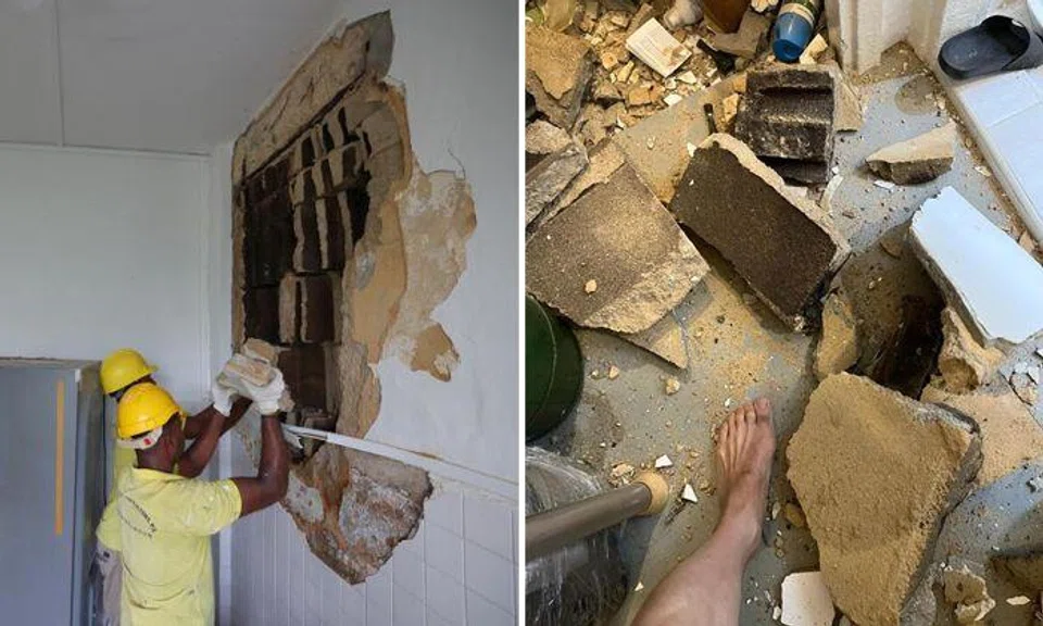 Retiree 'sitting on time bomb' and 'lucky to be alive' after gas leak explosion tears hole in flat's wall