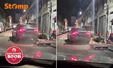 Driver mounts kerb and crushes bollard