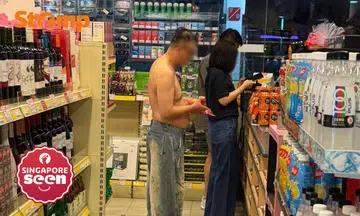 Topless man in Balestier Road convenience store