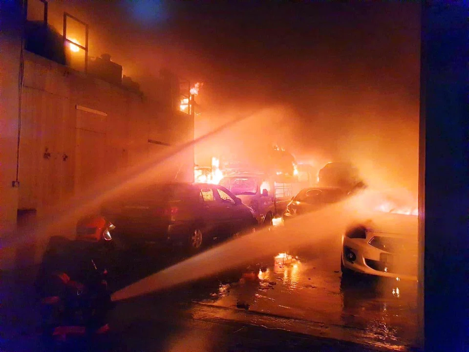 SCDF deployed 19 emergency vehicles and about 100 firefighters to battle the blaze at 6 Sungei Kadut Way.