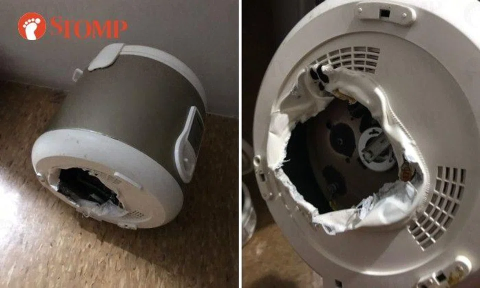 The Stomper shared photos of his rice cooker with a big hole at the bottom.