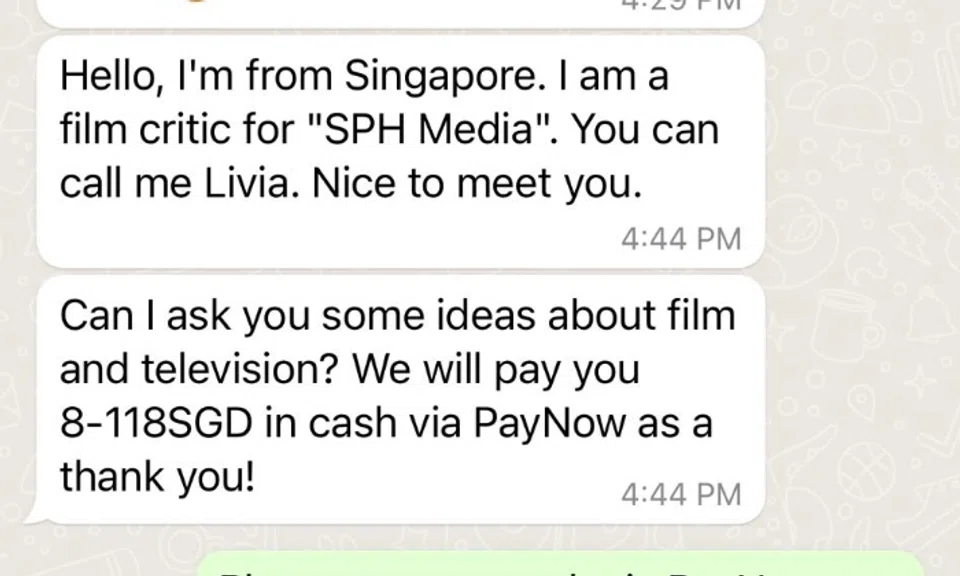 The scammers, who called themselves Gianna or Livia, said they were collecting “film and television” data.