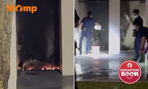 Elderly woman taken to hospital after discarded items catch fire at Sengkang block