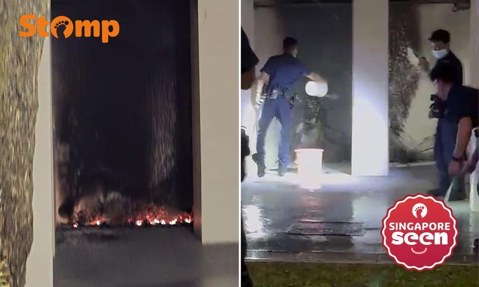 Elderly woman taken to hospital after discarded items catch fire at Sengkang block