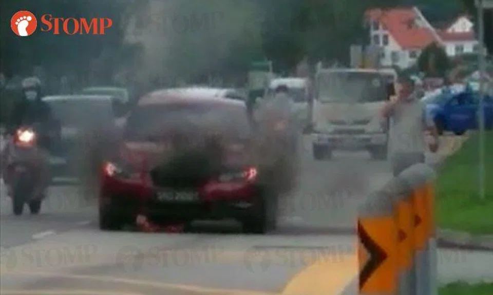 Car catches fire at Sin Ming Drive