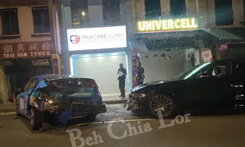 Taxi driver and passenger taken to hospital after accident with another car at Serangoon