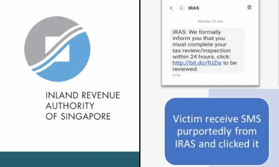 The police said victims received SMS messages from senders posing as Iras asking the receiver to click on an embedded link to complete their income tax review.