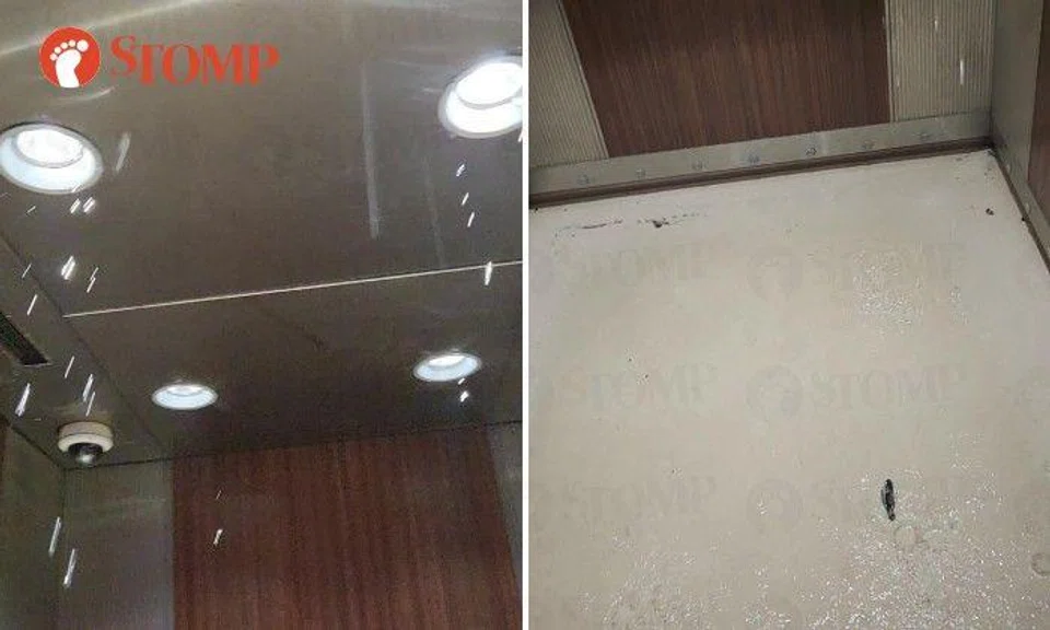 The Stomper shared a 14-second video of himself at the carpark pressing the lift button and when the lift doors opened, it can be seen that the lift floor was flooded with water dripping from the ceiling.