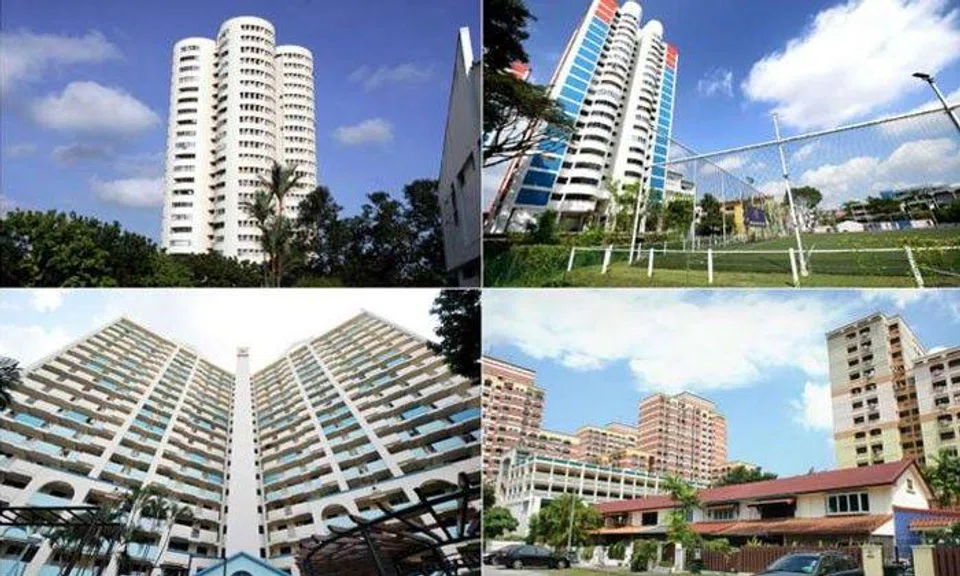 HDB flats with unusual shapes found in (clockwise from top left) Ang Mo Kio, Aljunied, Whampoa and Toa Payoh. PHOTOS AND CAPTIONS: ST