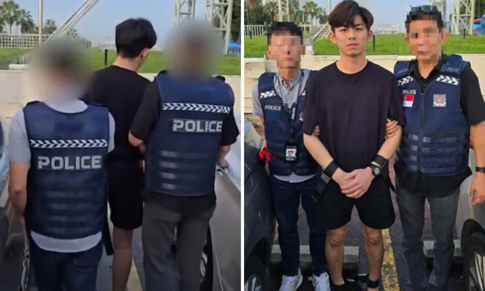 Photos of arrest and escort of Bernard Goh Yie Shen.