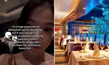 mother fine dining kids screaming iPad