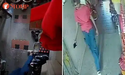 Woman tries on Whampoa resident's shoes and walks away in them after delivering parcel