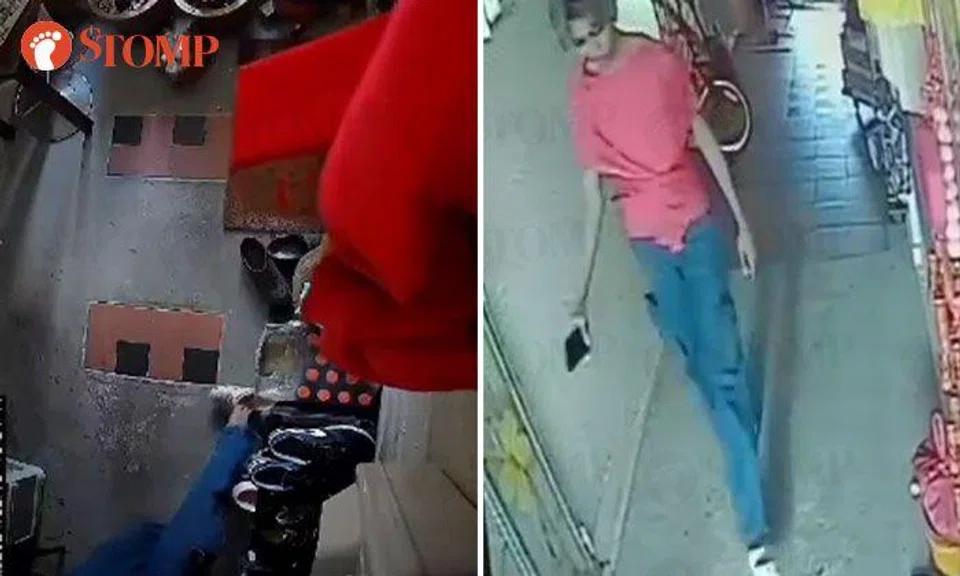 Woman tries on Whampoa resident's shoes and walks away in them after delivering parcel