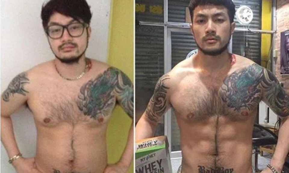 Out of shape Ken (left) and his current physique (right) PHOTO: Instagram (kenstreetbar)