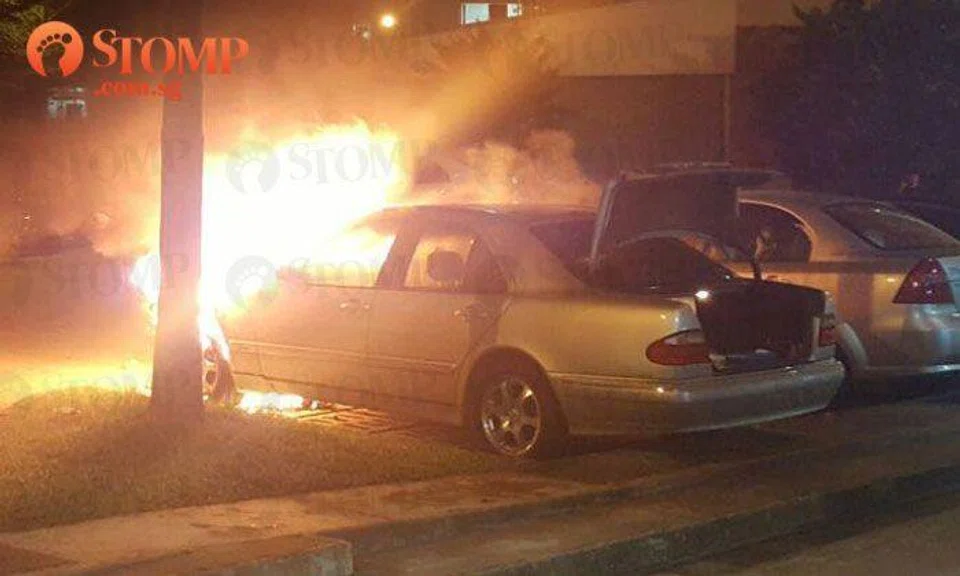 Car bursts into flames at Bukit Batok Street 51