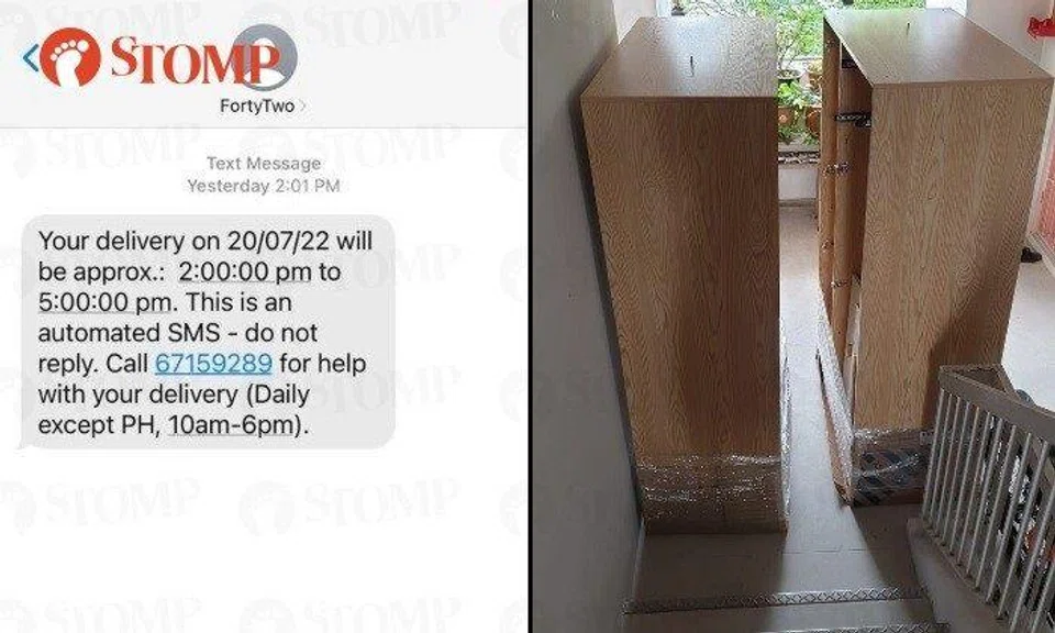 Online furniture shop FortyTwo had messaged that the two wardrobes he ordered would be delivered between 2pm and 5pm, but they came at 9am.