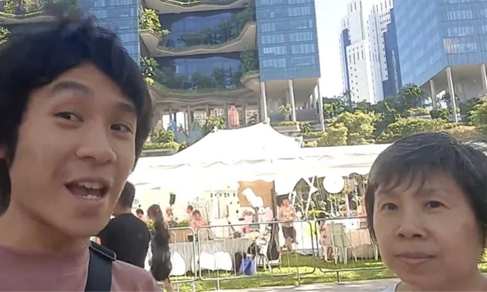 Amos Yee and mother, Mary Toh, at Hong Lim Park