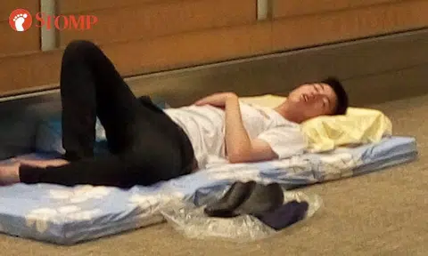 Changi Airport so much like home that man brings mattress to sleep on at T3