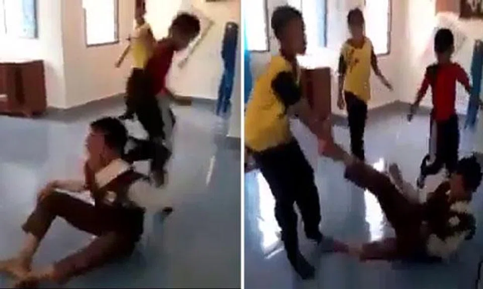 Student gets repeatedly kicked and bashed by smaller kids